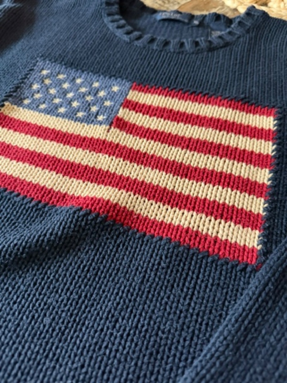 Vintage Polo Ralph Lauren American Flag Knit Sweater Size XL - Picture 3 of 4
